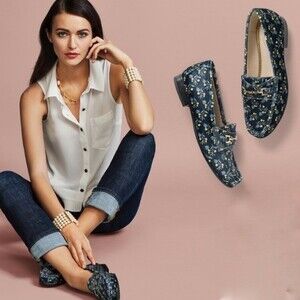 Cabi The Carnaby Velvet Floral Loafer 7M NWOB